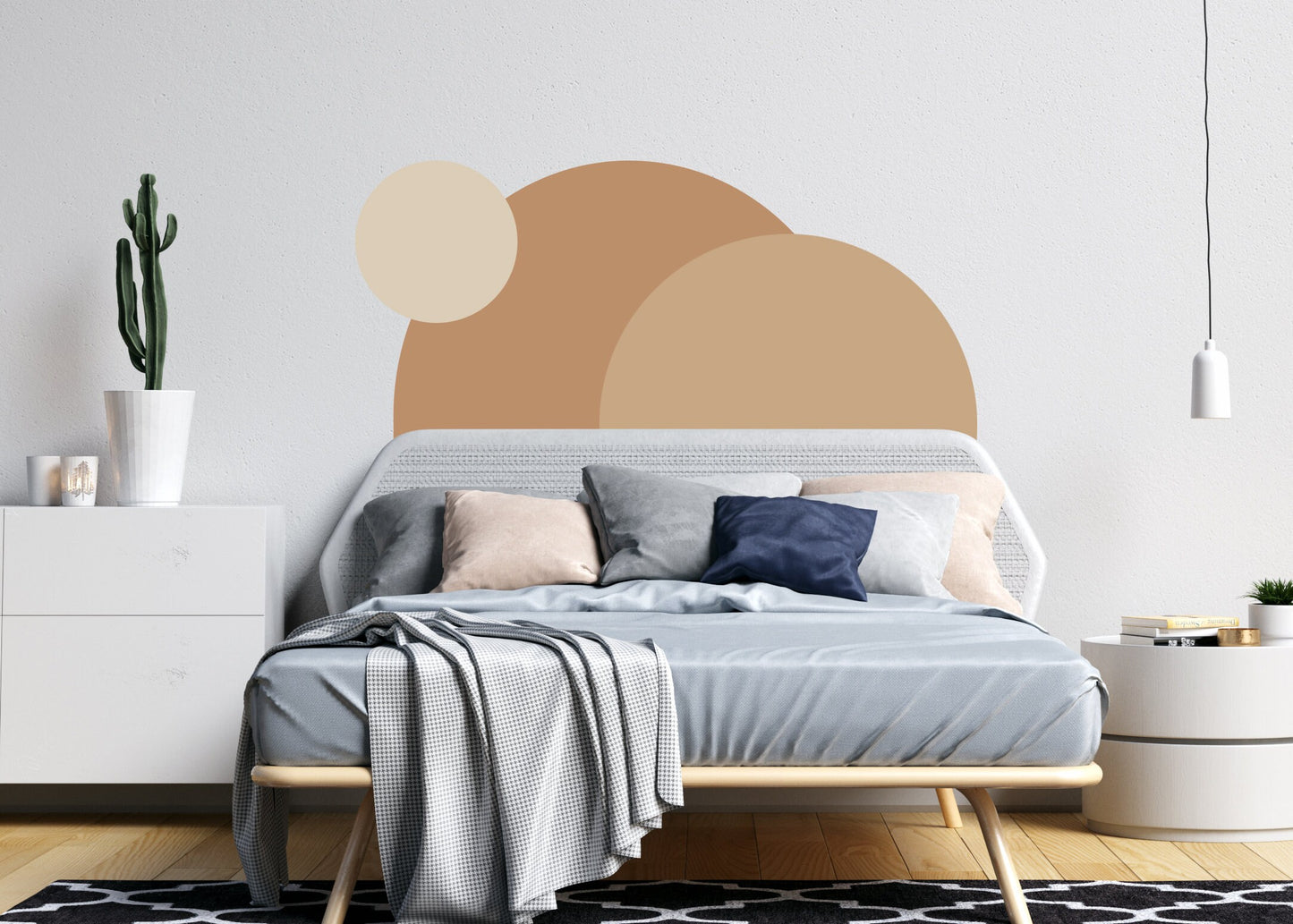 Abstract Wall Decal Half Circle Sticker Boho Color Block Headboard, LF55