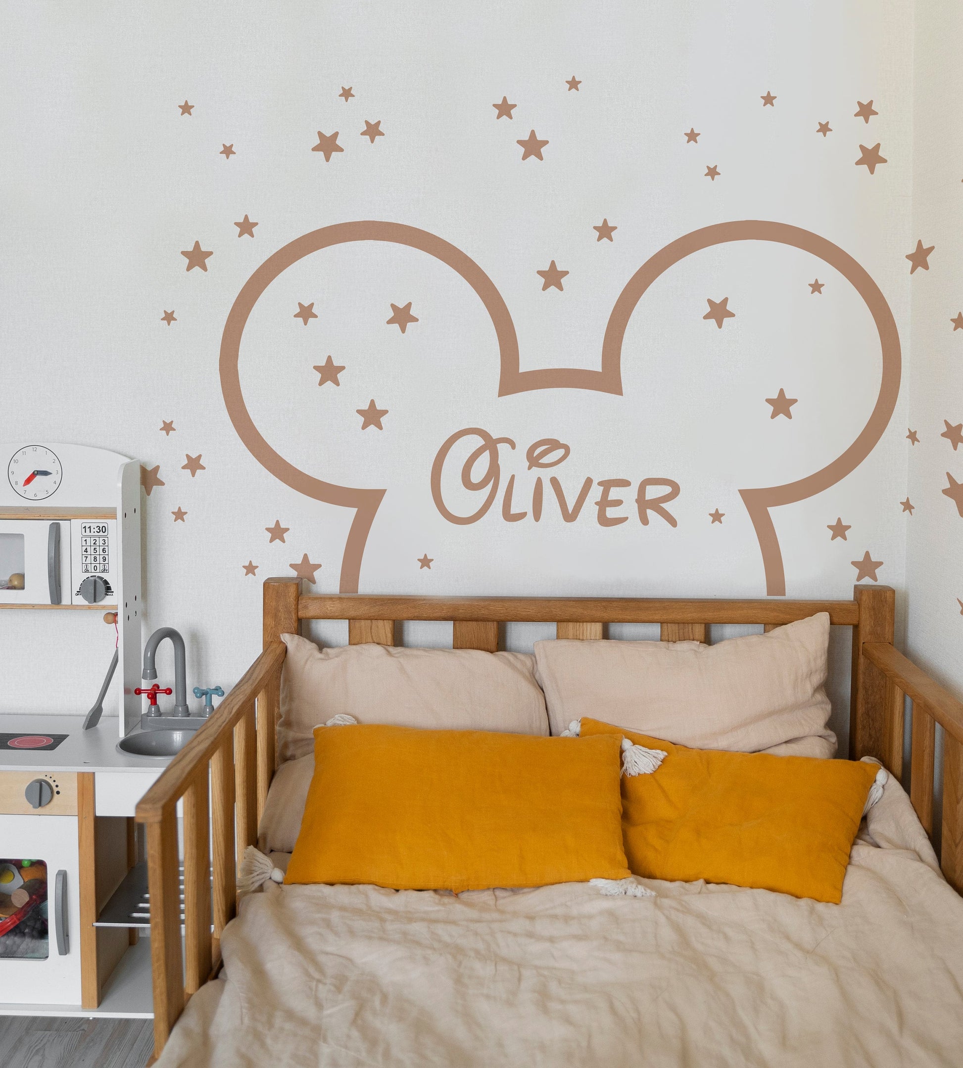 Mickey Toddler Headboard Wall Decal Large Arch Sticker Stars Nursery Mouse Ears Custom Name Playroom Bedroom Bathroom, LF552A