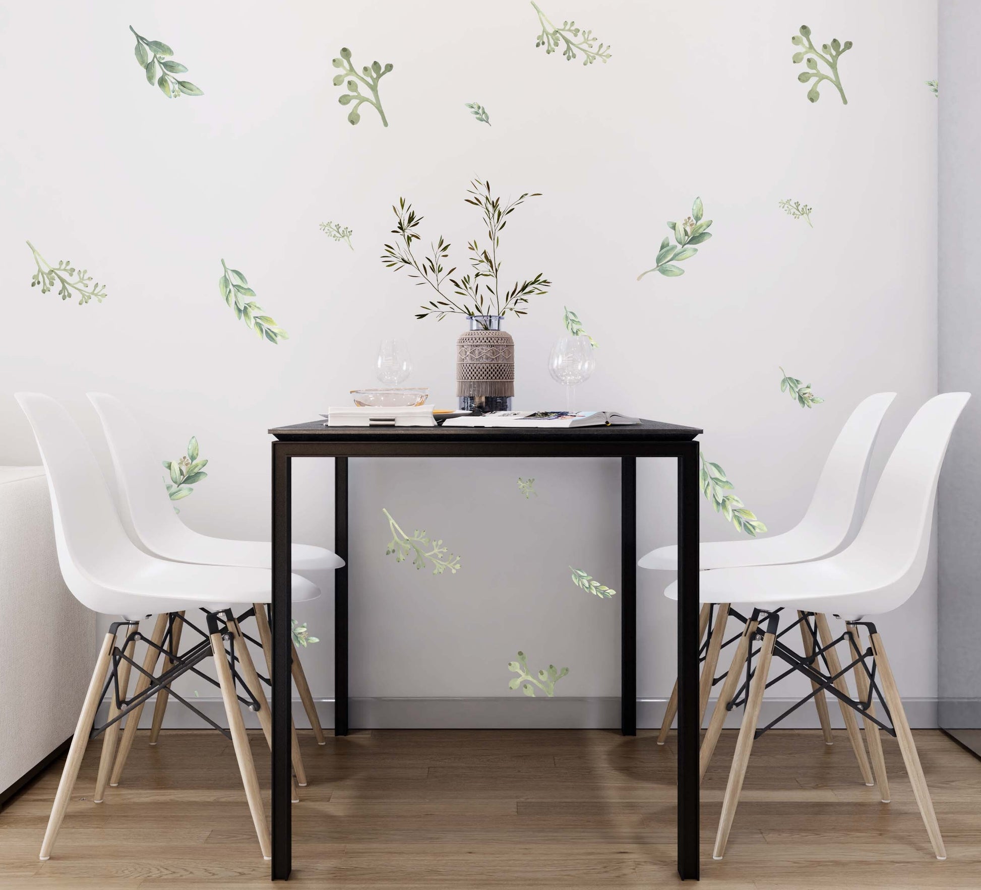 Greenery Wall Decal Botanical nursery decals Green Leaf, LF001