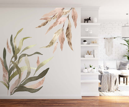 Greenery Boho Wall Decals Stickers Large Leaves, LF011