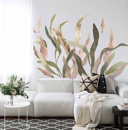 Greenery Boho Wall Decals Stickers Large Leaves, LF011