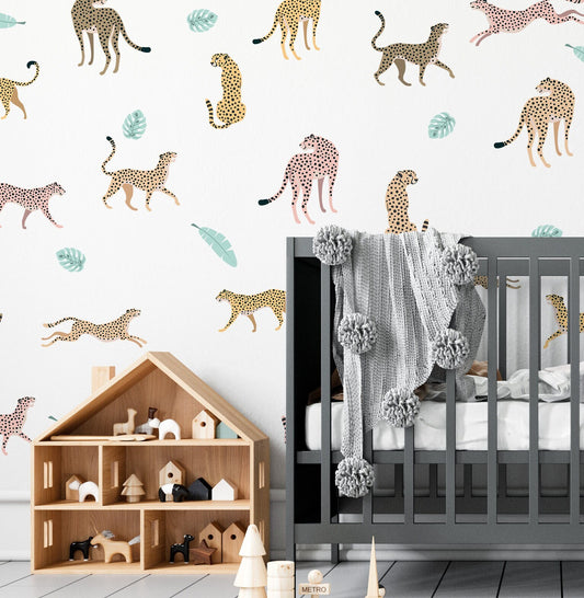 Leopard wall Decals Cat Stickers Wild Lion Tiger Cheetah, LF012