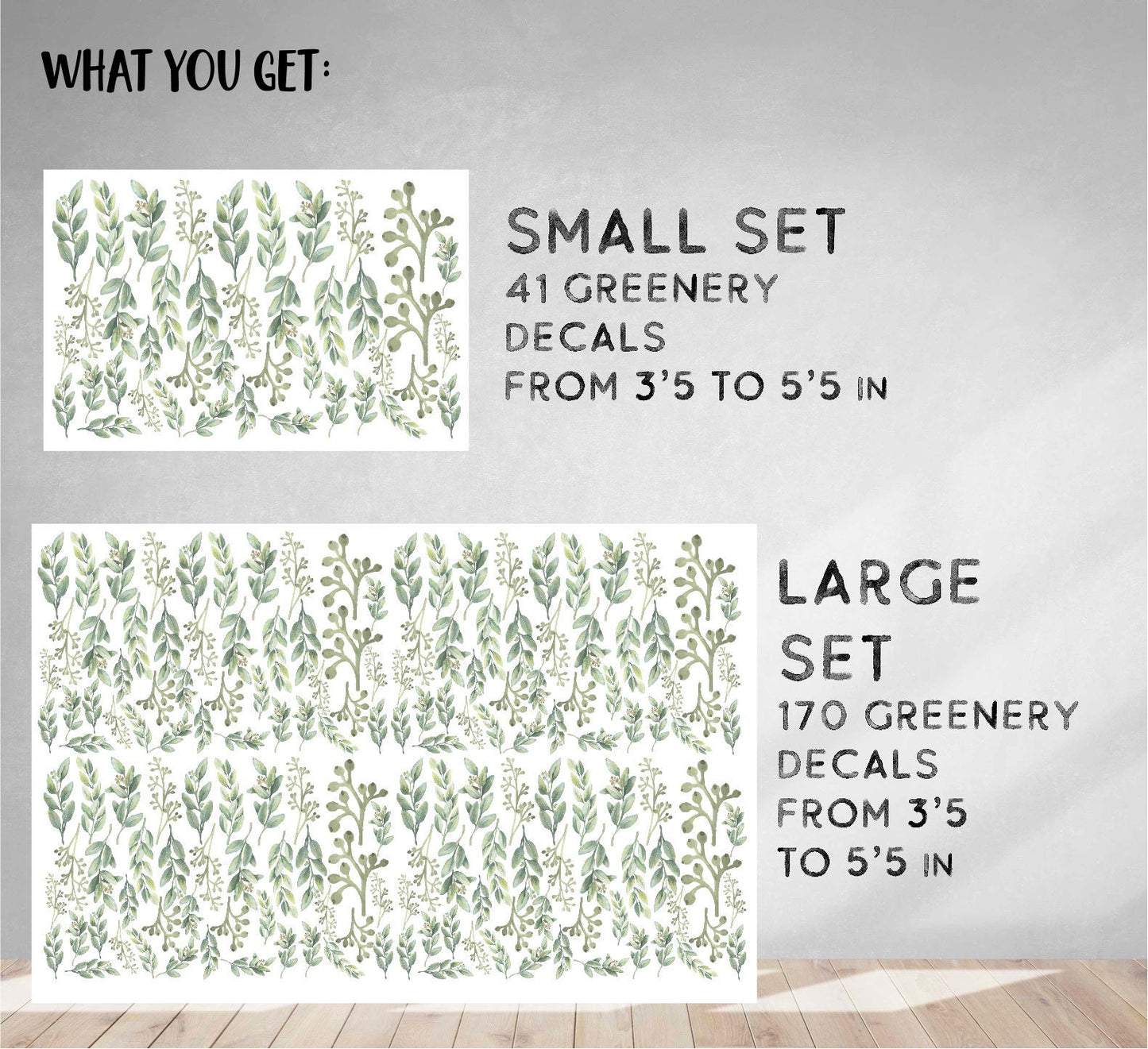 Botanical Decals Greenery Wall Stickers, LF065