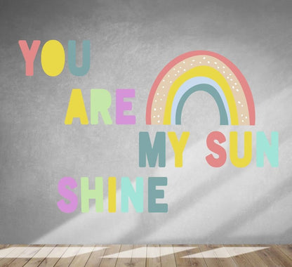 Rainbow Wall Decals You Are My Sun Color Stickers, LF092