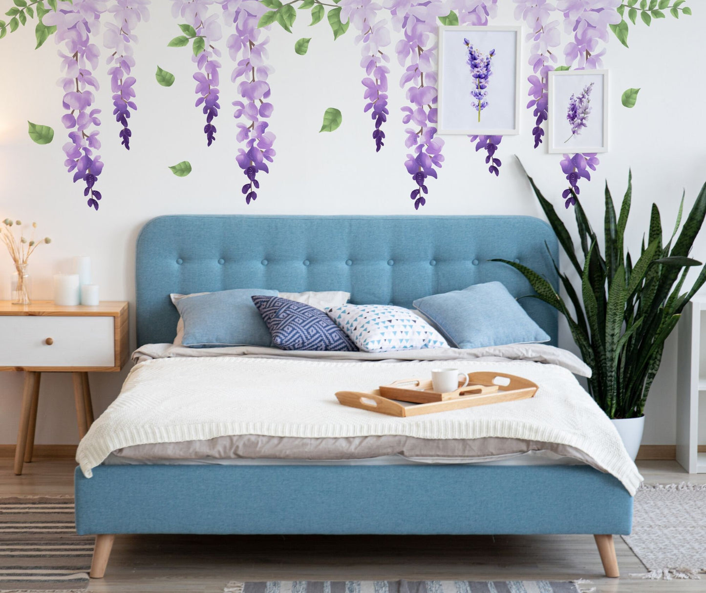 Wisteria Wall Decals Purple Flowers Stickers, LF093