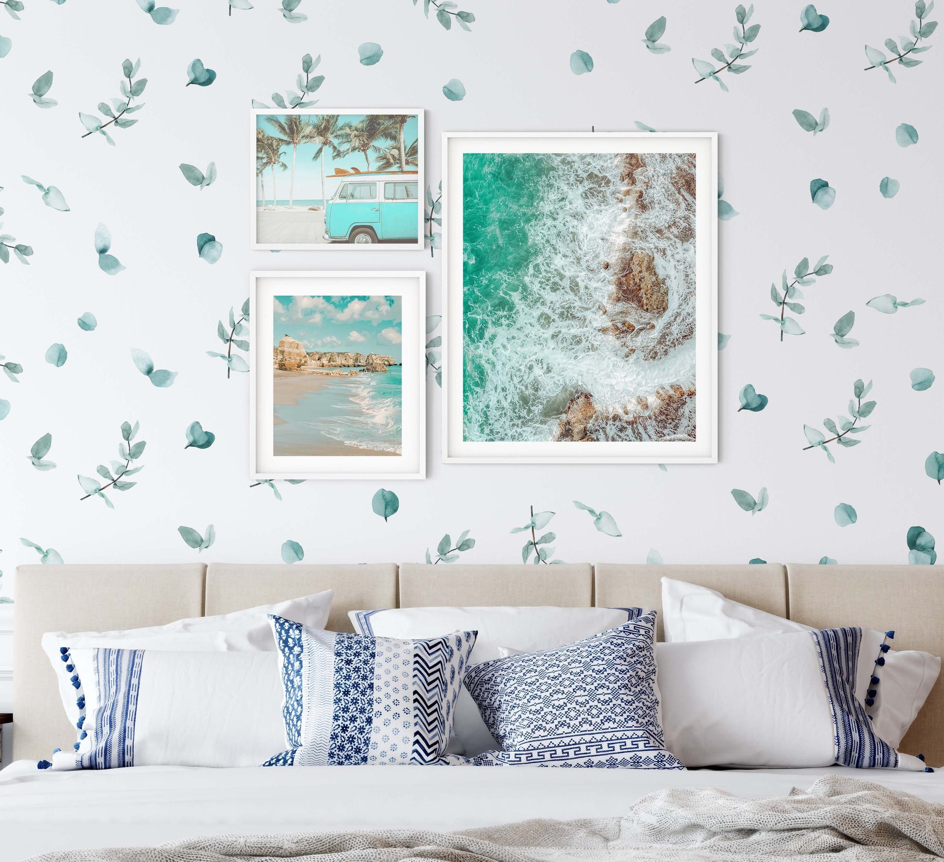 Eucalyptus Wall Decals Greenery Watercolor Sticker Leaves Room Decoration, LF099