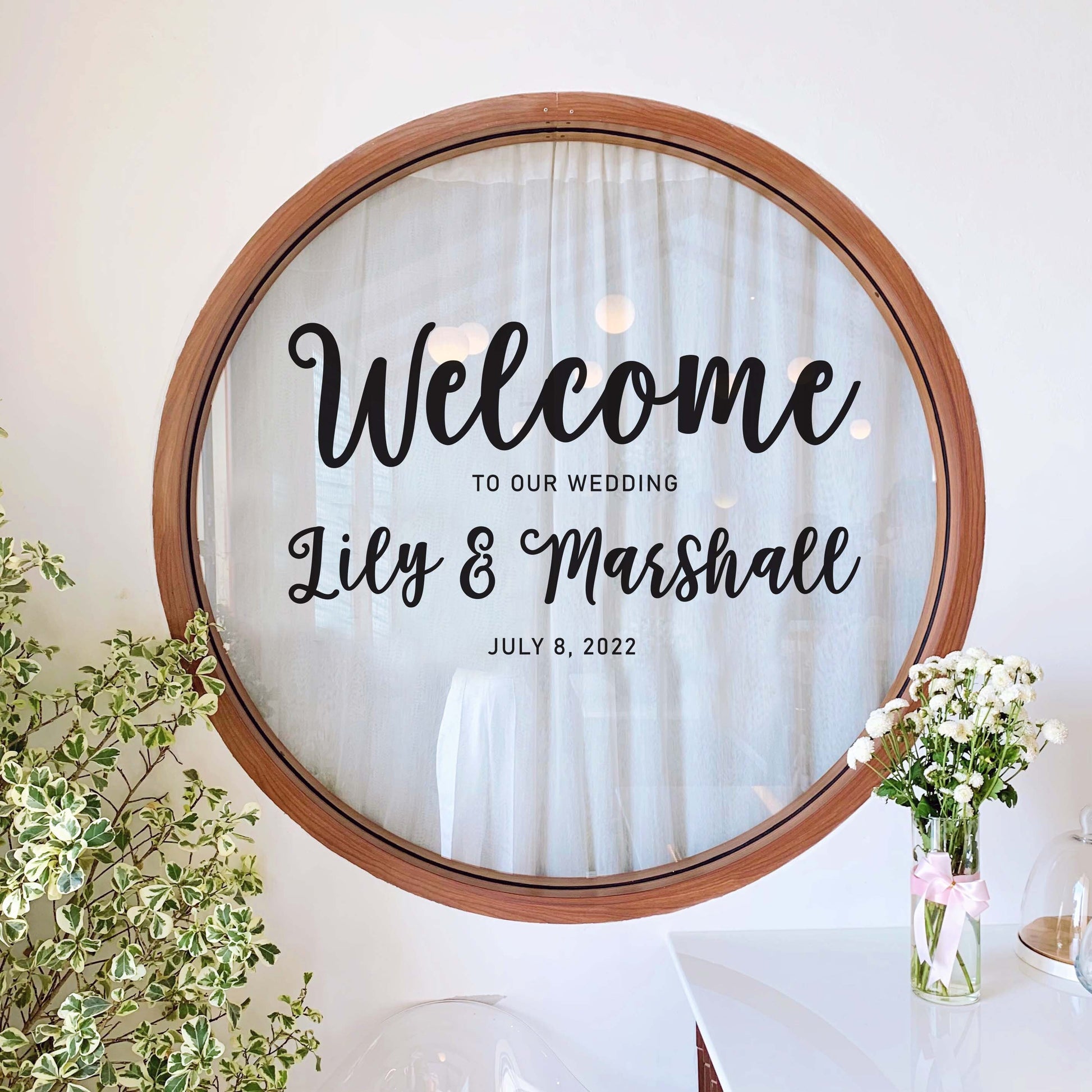 Wedding Welcome Sign Vinyl Stickers Custom Name Size Party decor, LF113