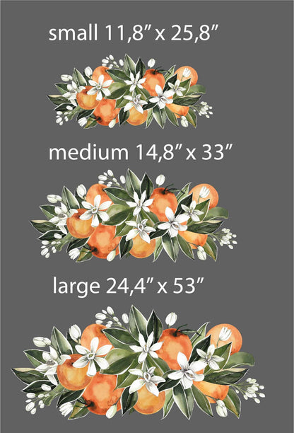 Flowers Leaves Wall Decals Oranges Greenery Stickers, LF116