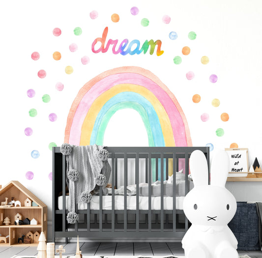 Rainbow Watercolor Decals Color Dream Sticker Polka Dots, LF119