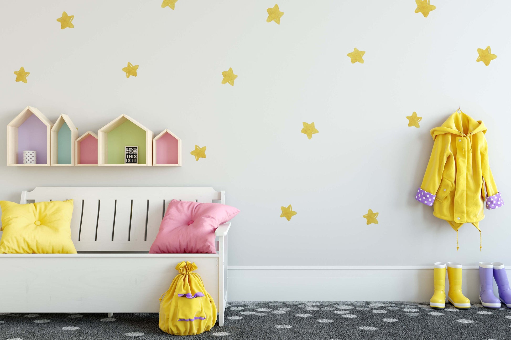 Star Wall Decals Watercolor Stickers Yellow,LF122