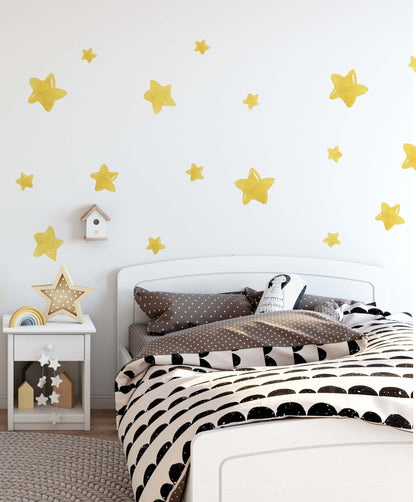 Star Wall Decals Watercolor Stickers Yellow,LF122