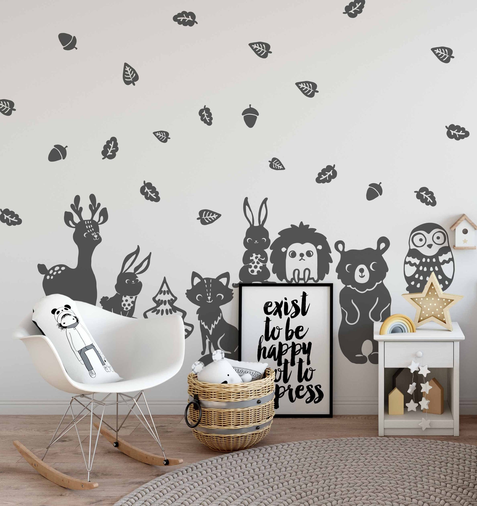 Forest Animals Wall Decal Fox Nursery Bear Room Decor Stickers Woodland , LF147