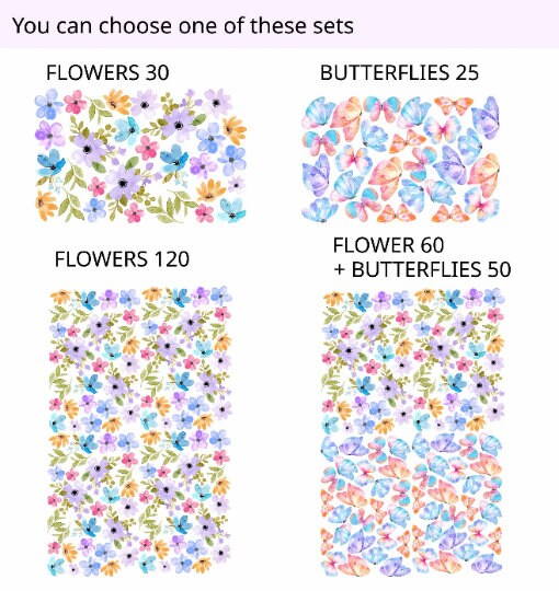 Flower Wall Decals Butterfly Stickers, LF153