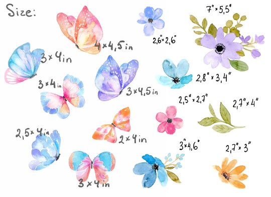 Flower Wall Decals Butterfly Stickers, LF153