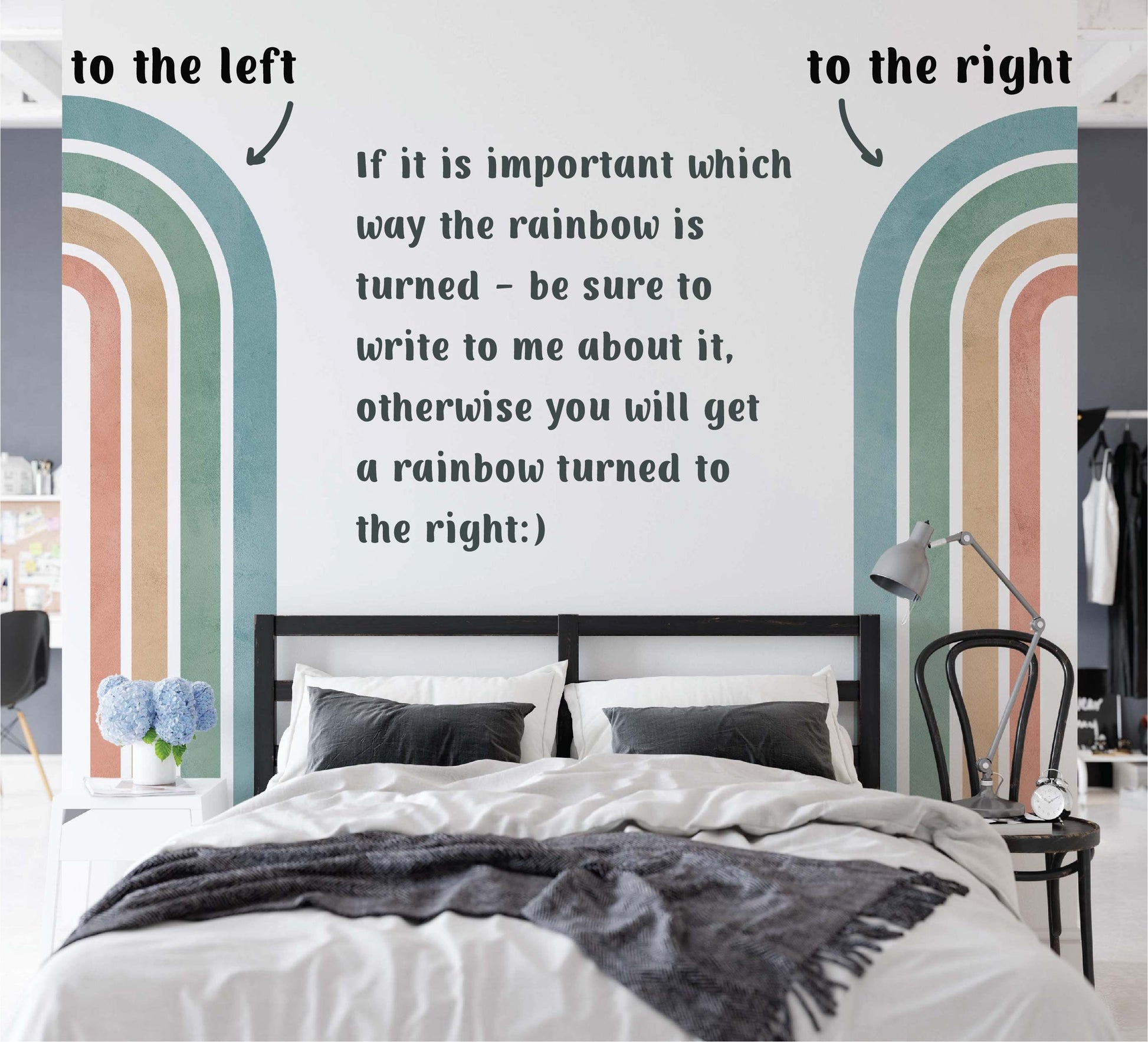 Rainbow Large Arch Wall Decal Hippie Sticker Color Block Boho, LF161