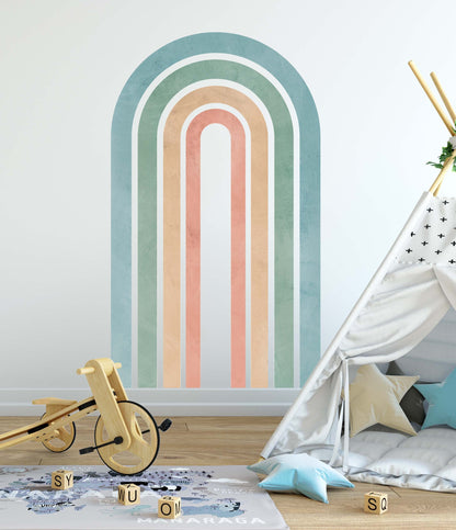 Rainbow Large Arch Wall Decal Hippie Sticker Color Block Boho, LF161