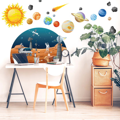 Space Wall Decal Solar System Planets Stickers, LF173