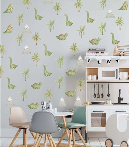 Dinosaur Wall Decals Greenery Palm Leaf Stickers, LF179