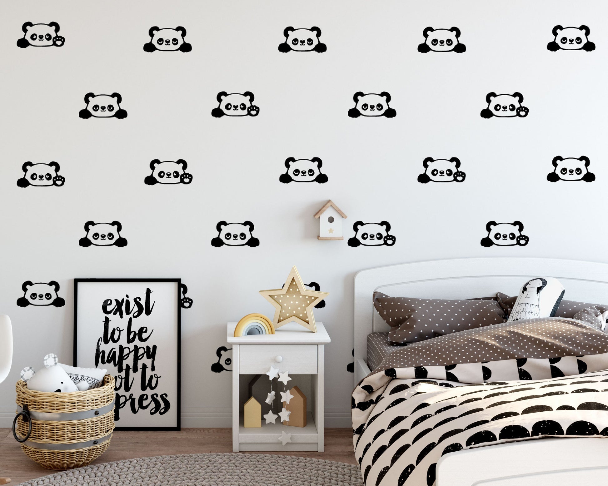 Panda Bear Wall Decal Stickers Vinyl, LF191