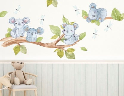 Koalas wall decals tree greenery leaves stickers Australian animals, LF197