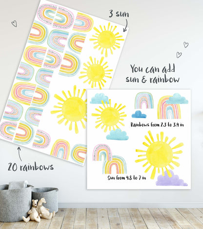 Clouds Wall Decals Rainbow Sticker Sun, LF211