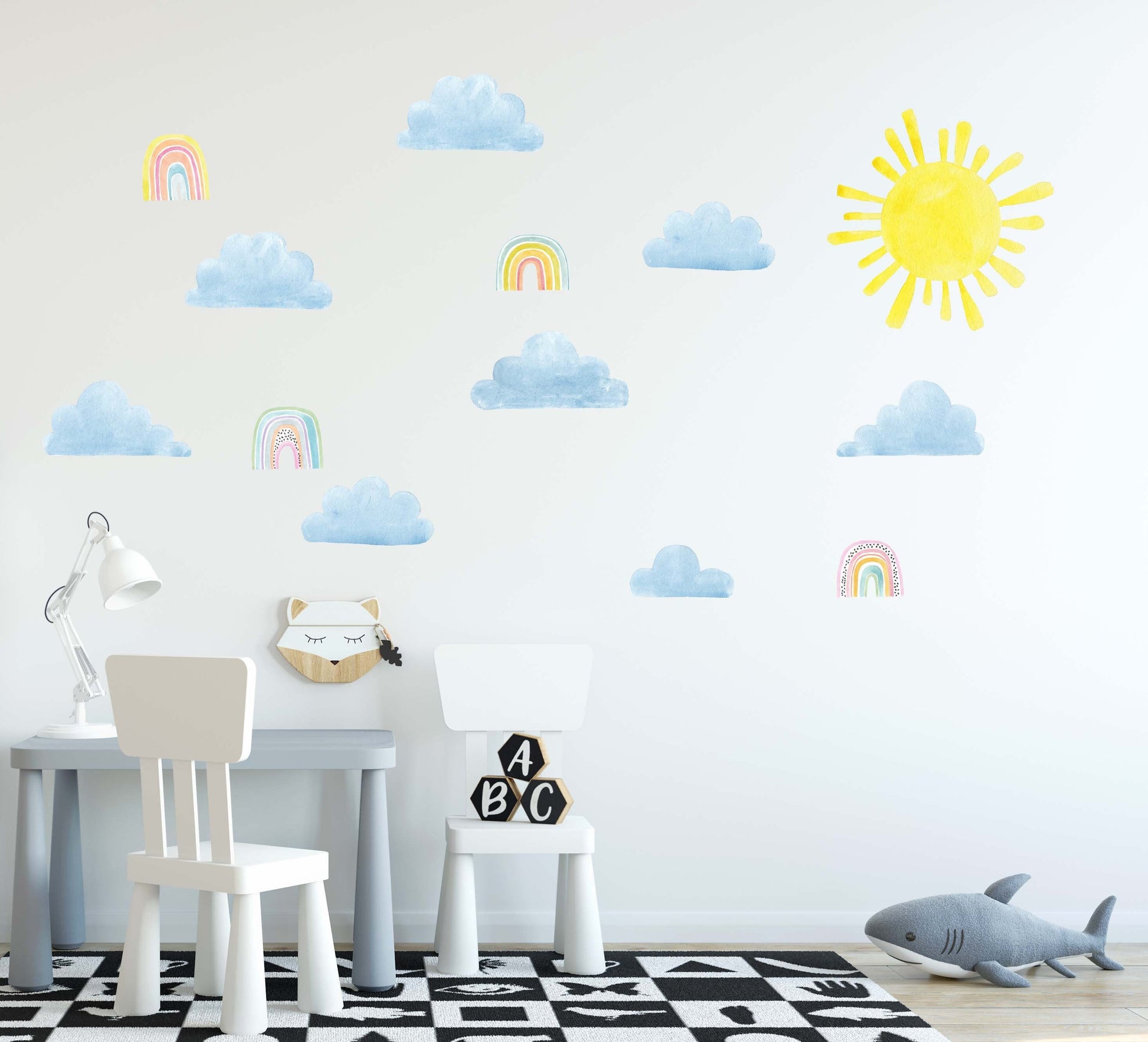 Clouds Wall Decals Rainbow Sticker Sun, LF211