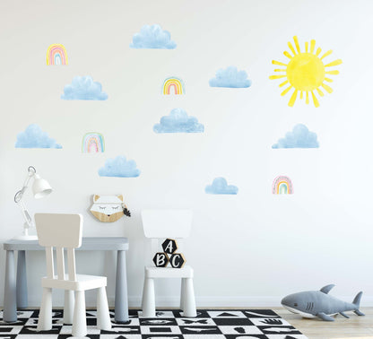 Clouds Wall Decals Rainbow Sticker Sun, LF211