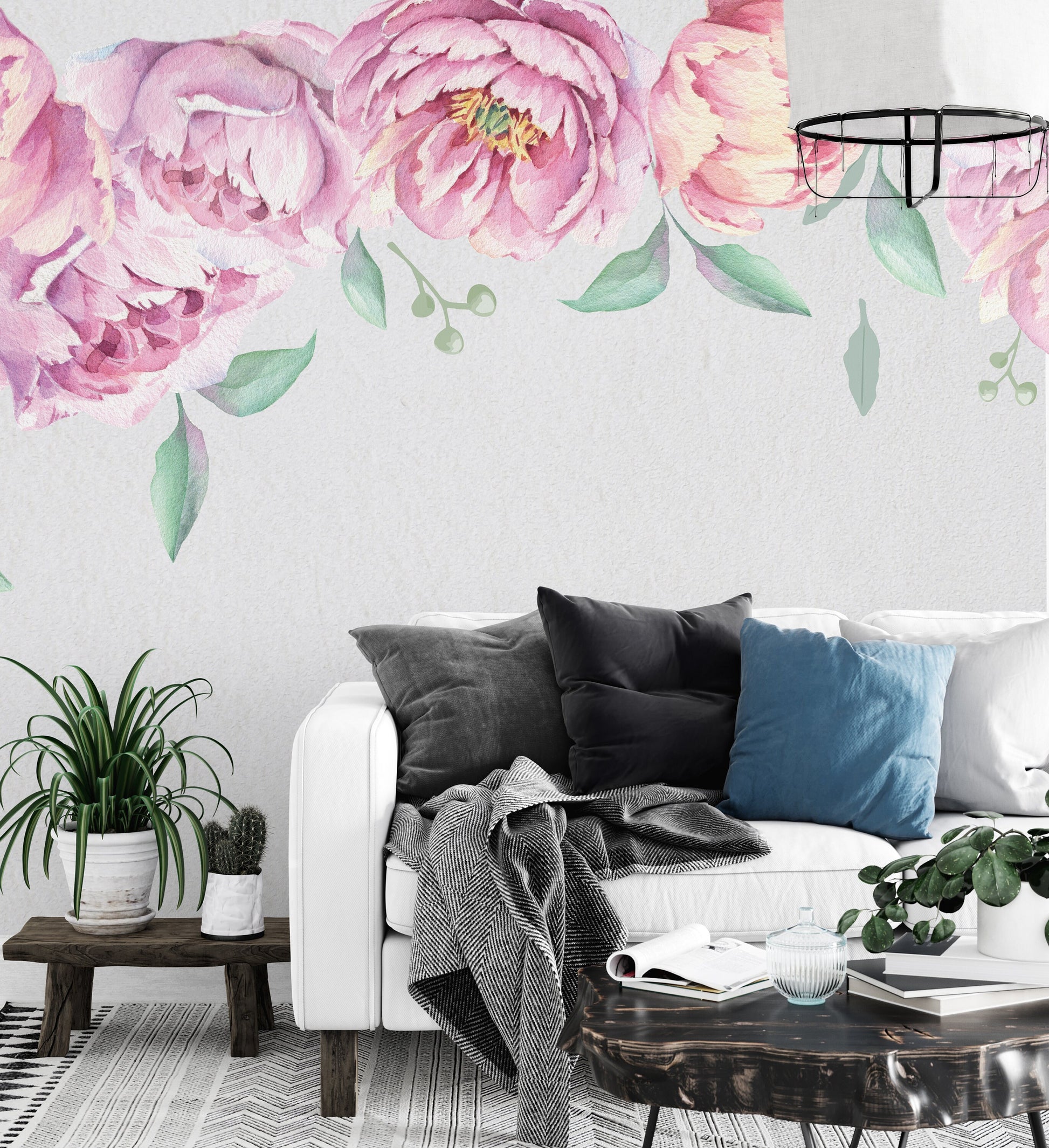 Peony Wall Decal Floral Rose Stickers Large, LF215