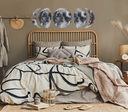 Moon Phases Wall Decals Gray Stickers, LF218