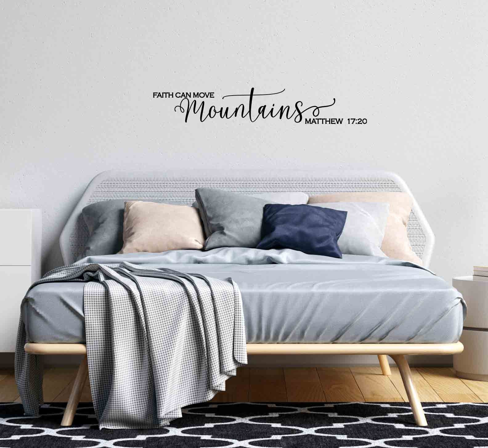 Faith can move mountains matthew 17:20 text wall decal quote sticker, LF220