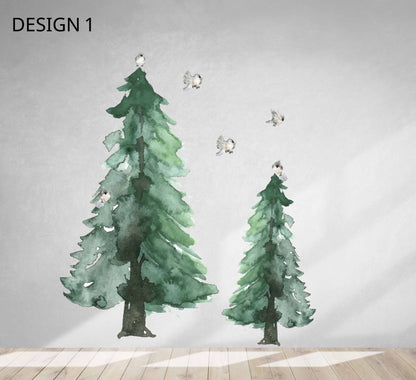 Pine Tree Forest Wall Decals Woodland Large Kids Nursery, LF008