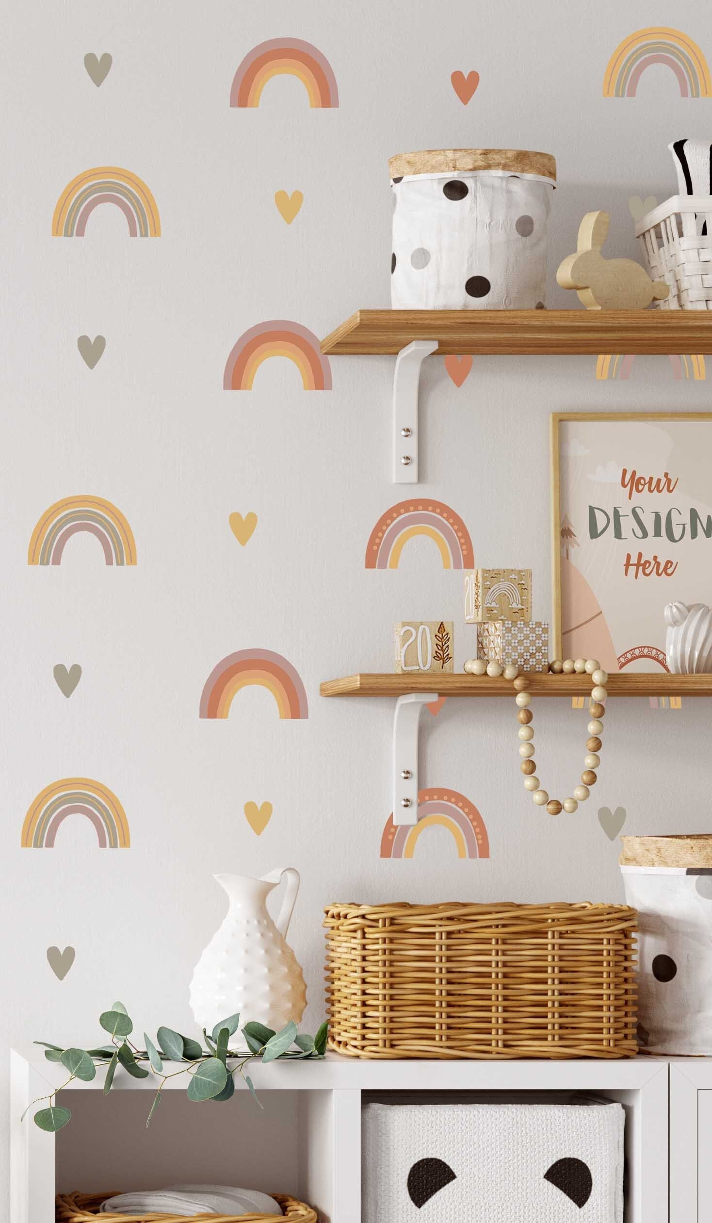 Rainbow Wall decals Heart Stickers Boho Children Room Decor, KL0009