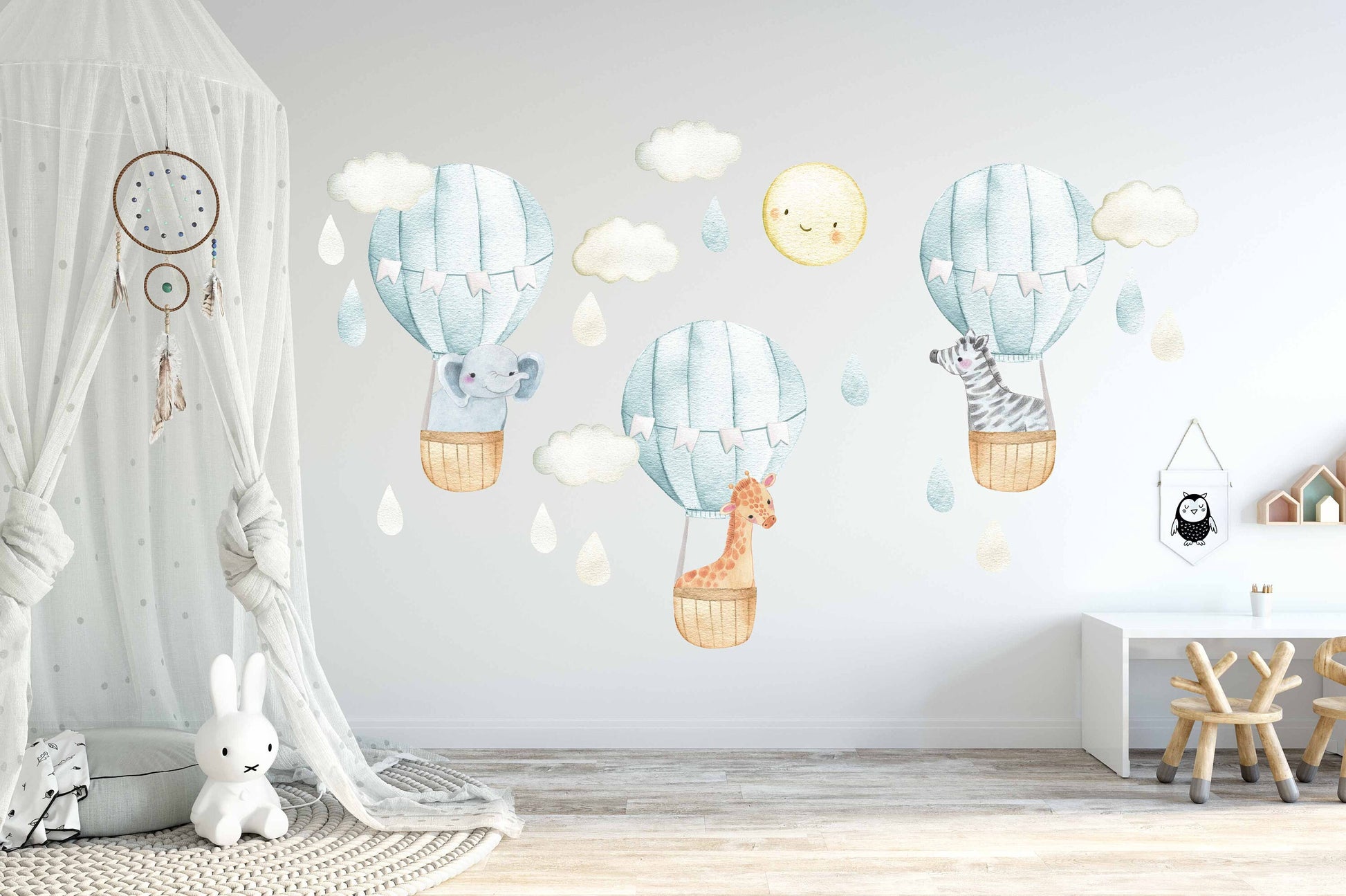 Hot Air Balloon Wall Decal Nursery Decor Safari Animals LF043