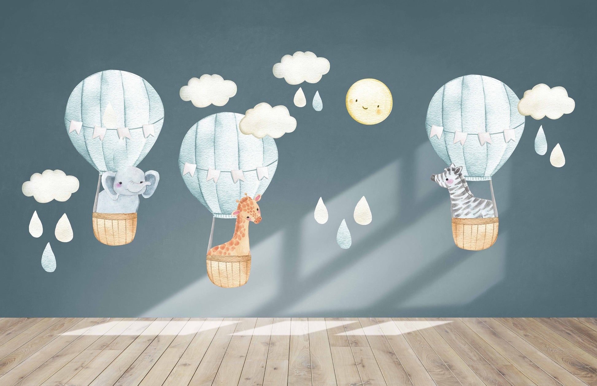 Hot Air Balloon Wall Decal Nursery Decor Safari Animals LF043