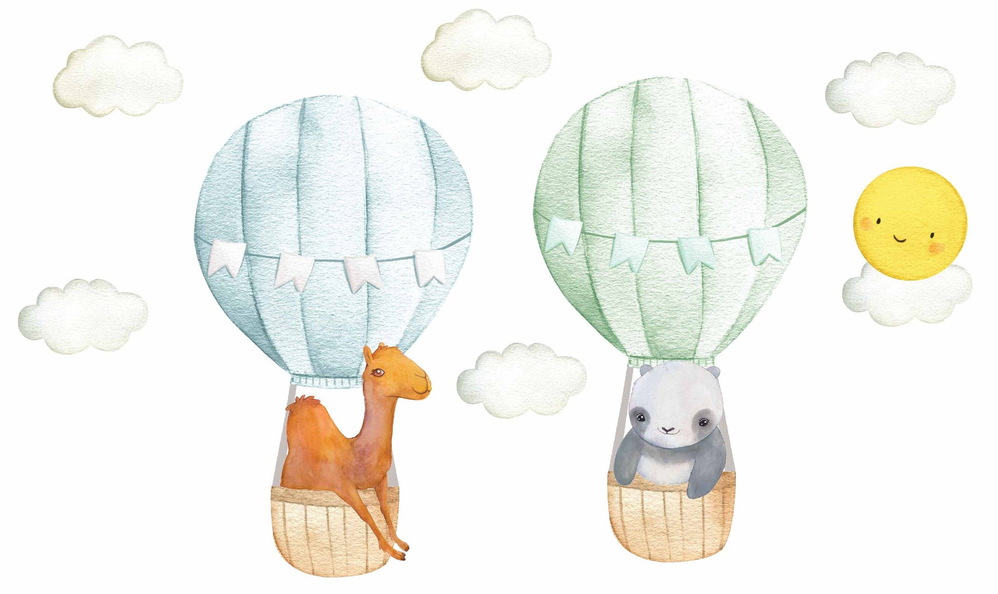 Hot Air Balloon Wall Decal Nursery Decor Safari Animals LF043