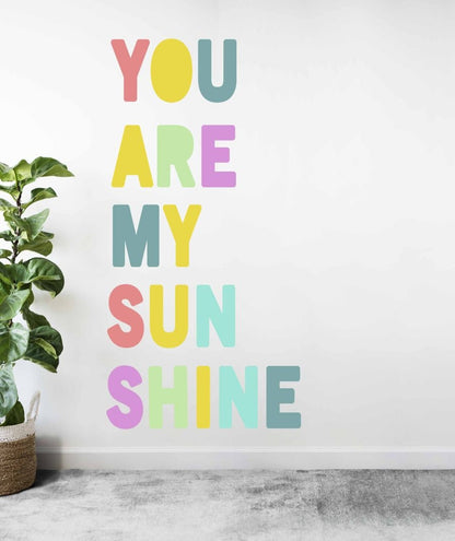 Rainbow Wall Decals You Are My Sun Color Stickers, LF092