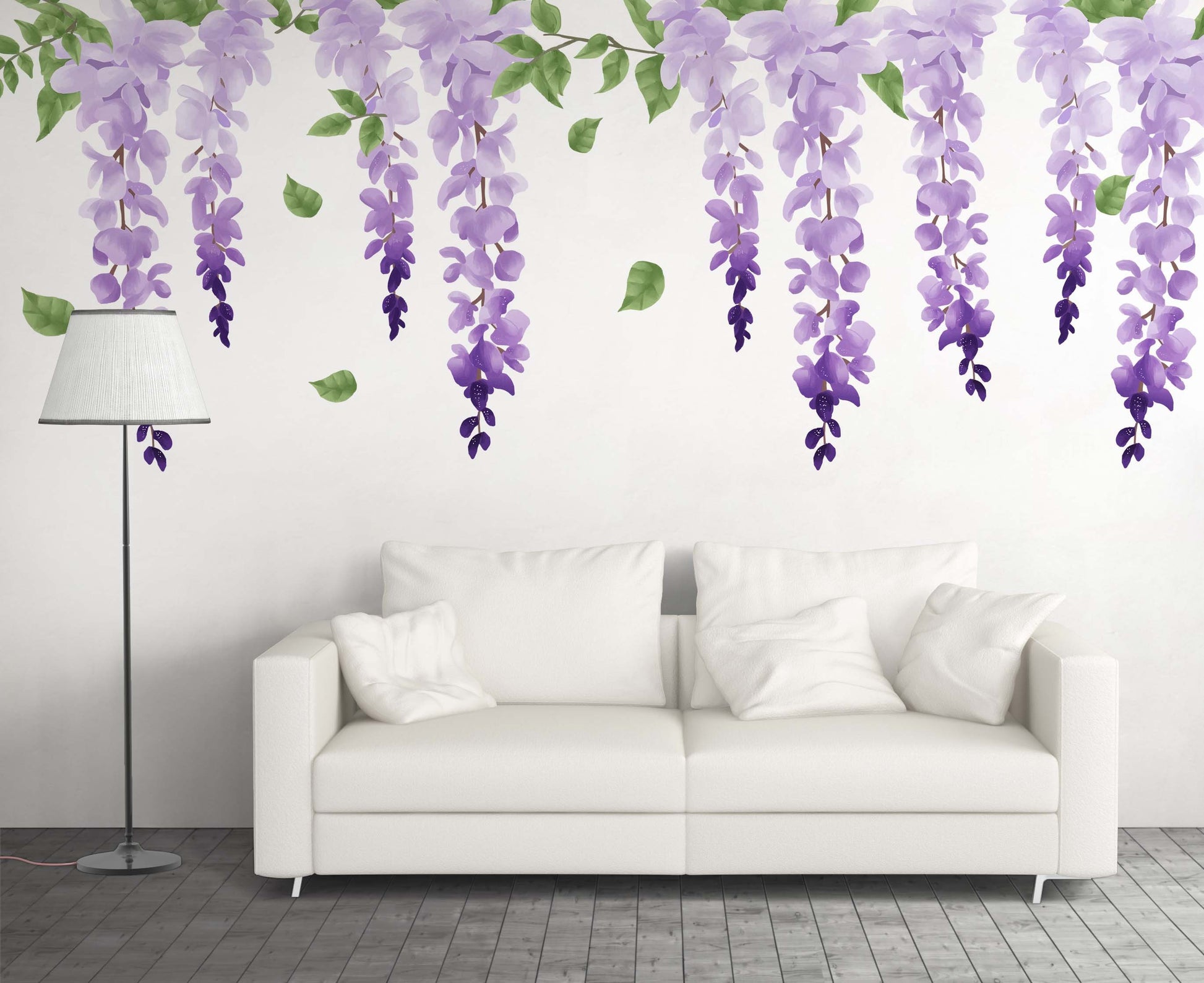 Wisteria Wall Decals Purple Flowers Stickers, LF093