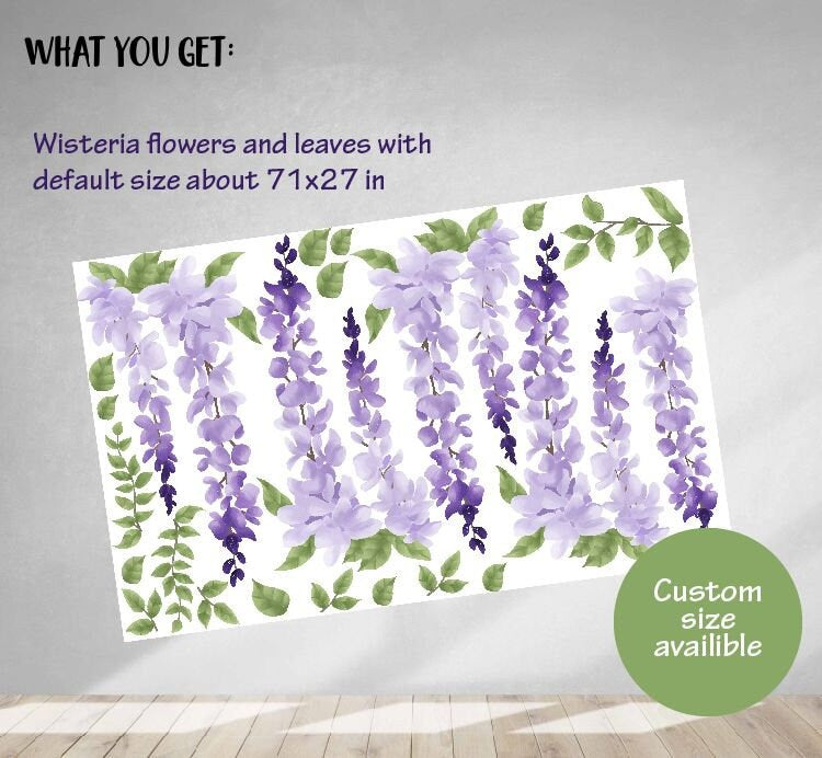 Wisteria Wall Decals Purple Flowers Stickers, LF093