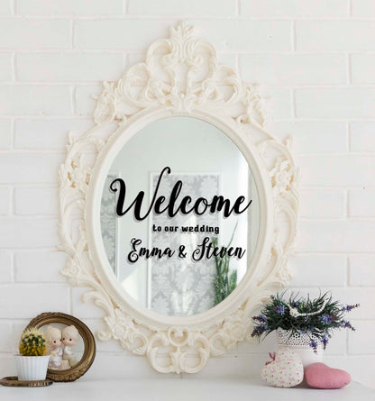 Wedding Welcome Sign Vinyl Stickers Custom Name Size Party decor, LF113