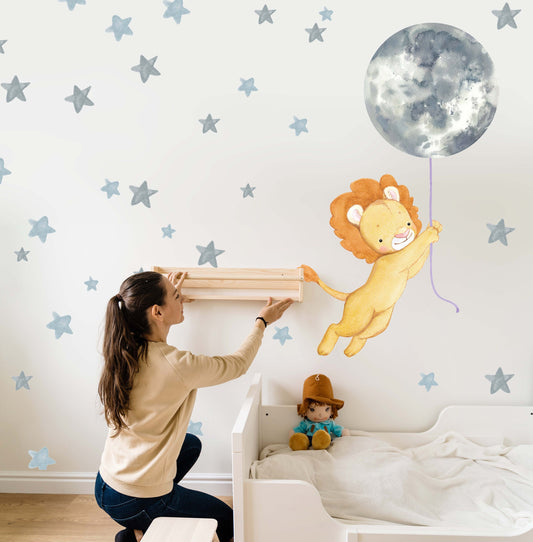 Lion Wall Decal Moon Star Stickers Safari Animal, LF136