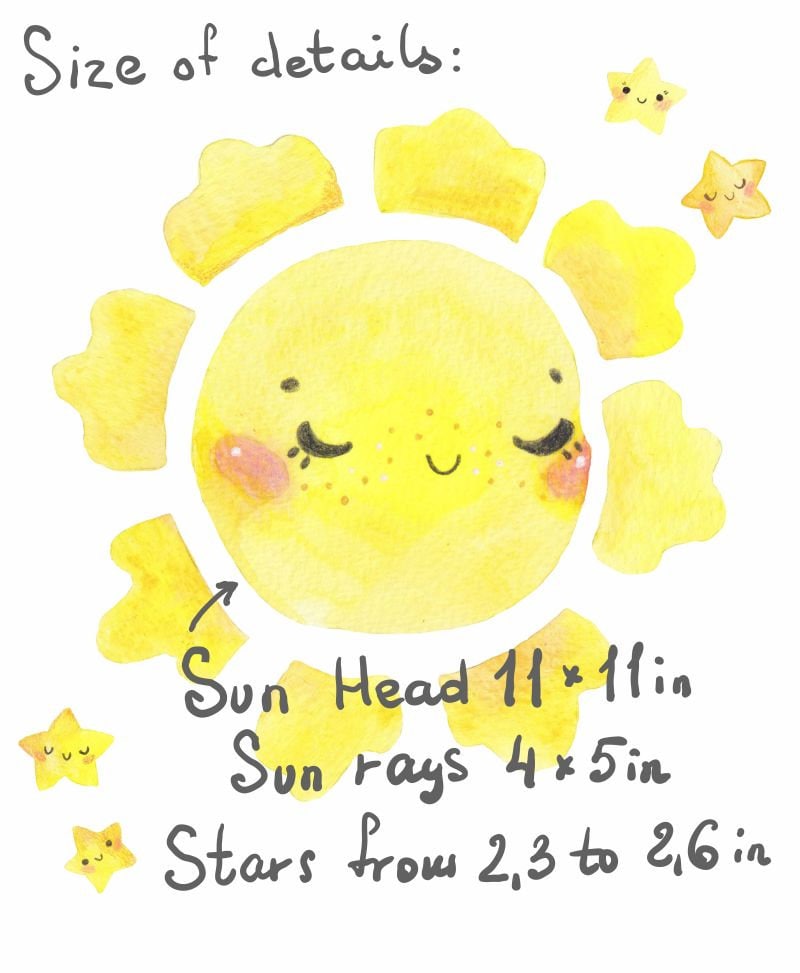 Sun Wall Decal Smile Star Sticker, LF142