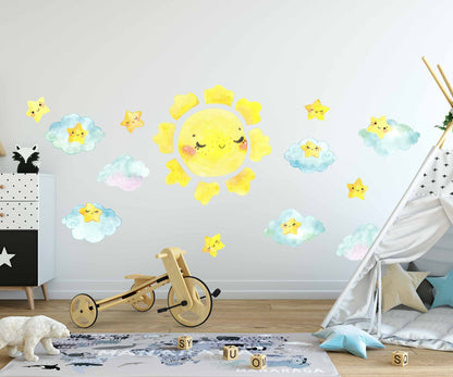 Sun Wall Decal Smile Star Sticker, LF142