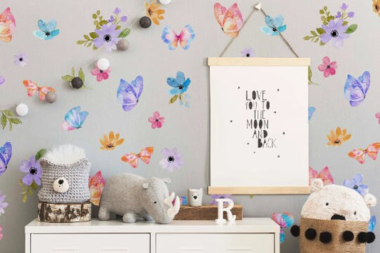 Flower Wall Decals Butterfly Stickers, LF153