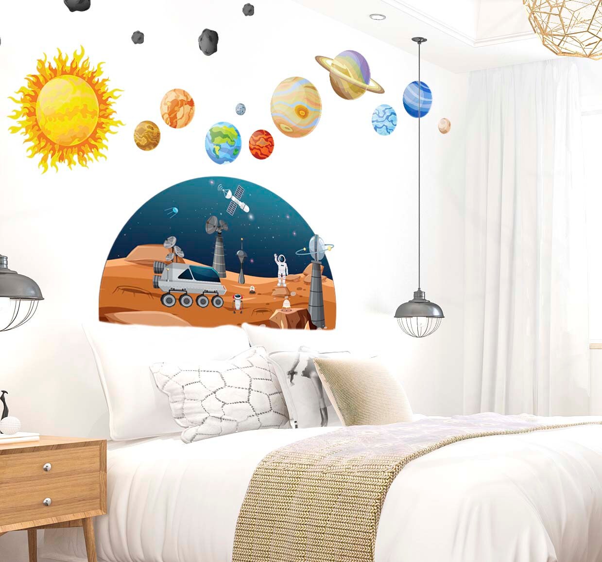 Space Wall Decal Solar System Planets Stickers, LF173