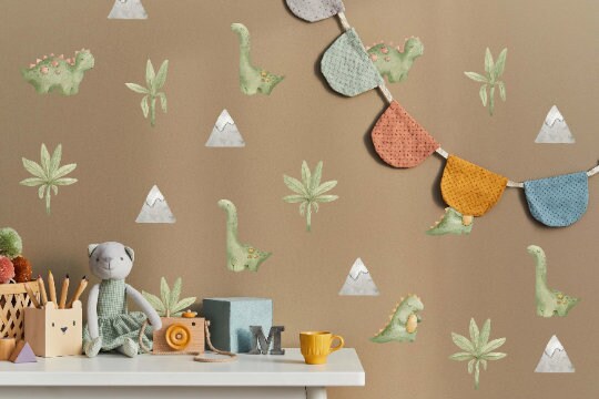 Dinosaur Wall Decals Greenery Palm Leaf Stickers, LF179