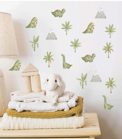 Dinosaur Wall Decals Greenery Palm Leaf Stickers, LF179