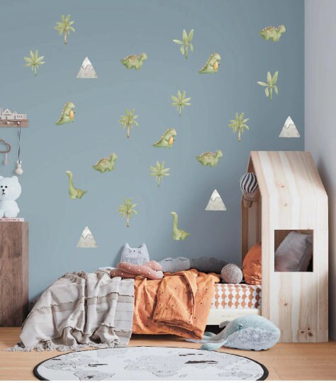 Dinosaur Wall Decals Greenery Palm Leaf Stickers, LF179