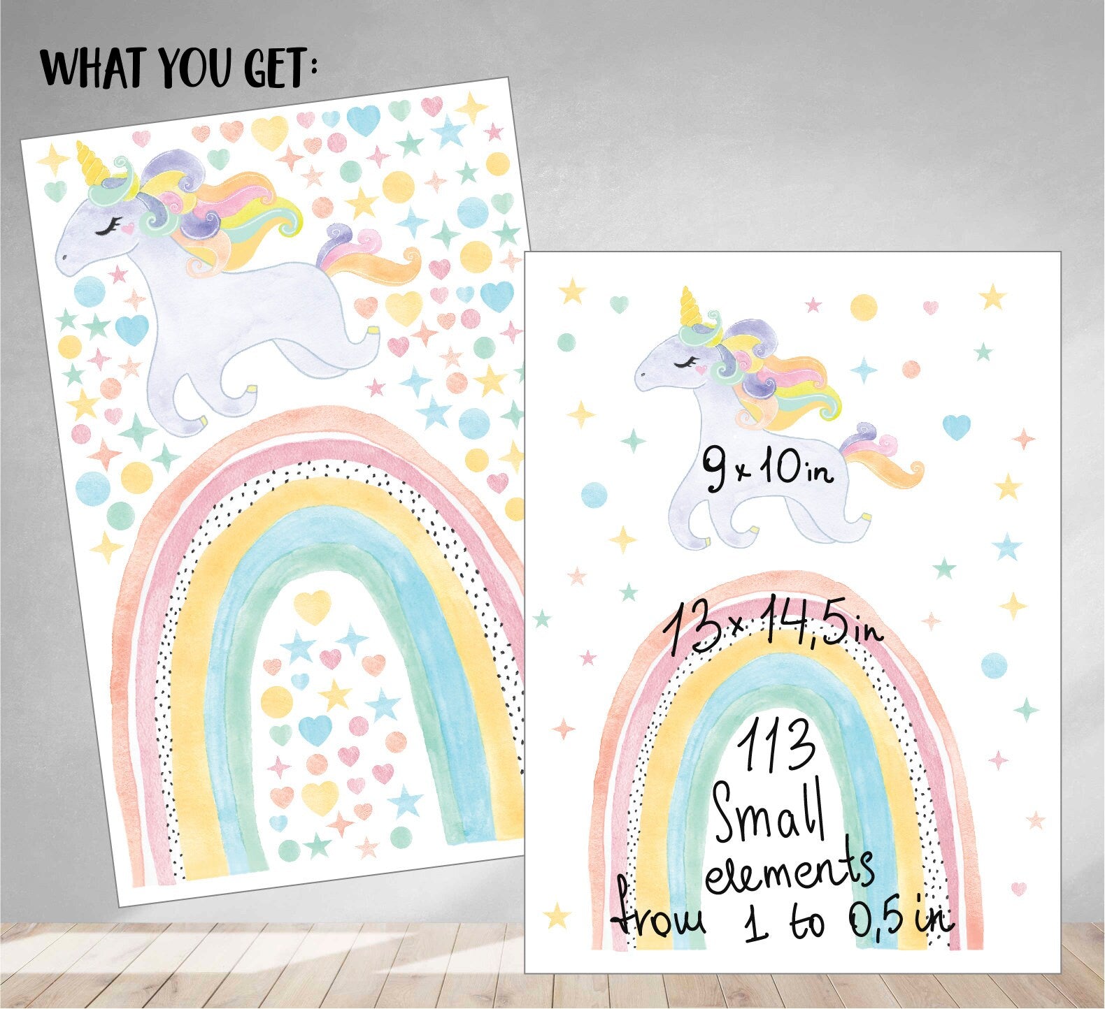 Unicorn Rainbow Wall Decal Polka Dots Sticker,LF195