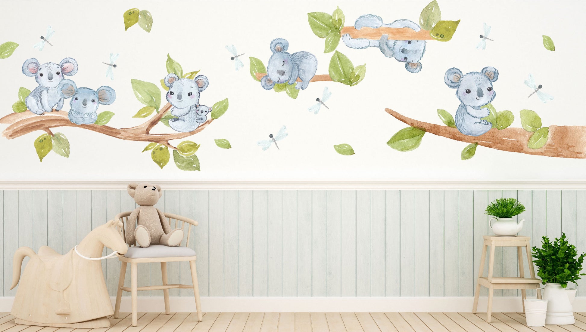 Koalas wall decals tree greenery leaves stickers Australian animals, LF197