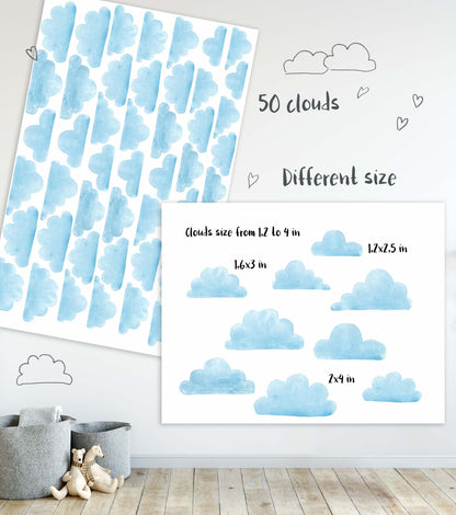 Clouds Wall Decals Rainbow Sticker Sun, LF211